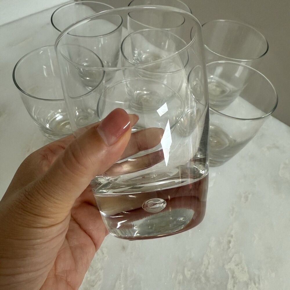 Set (8) | Bormioli Rocco Luna Bubble In Base Glass Double Old Fashioned NEW - Picture 6 of 9